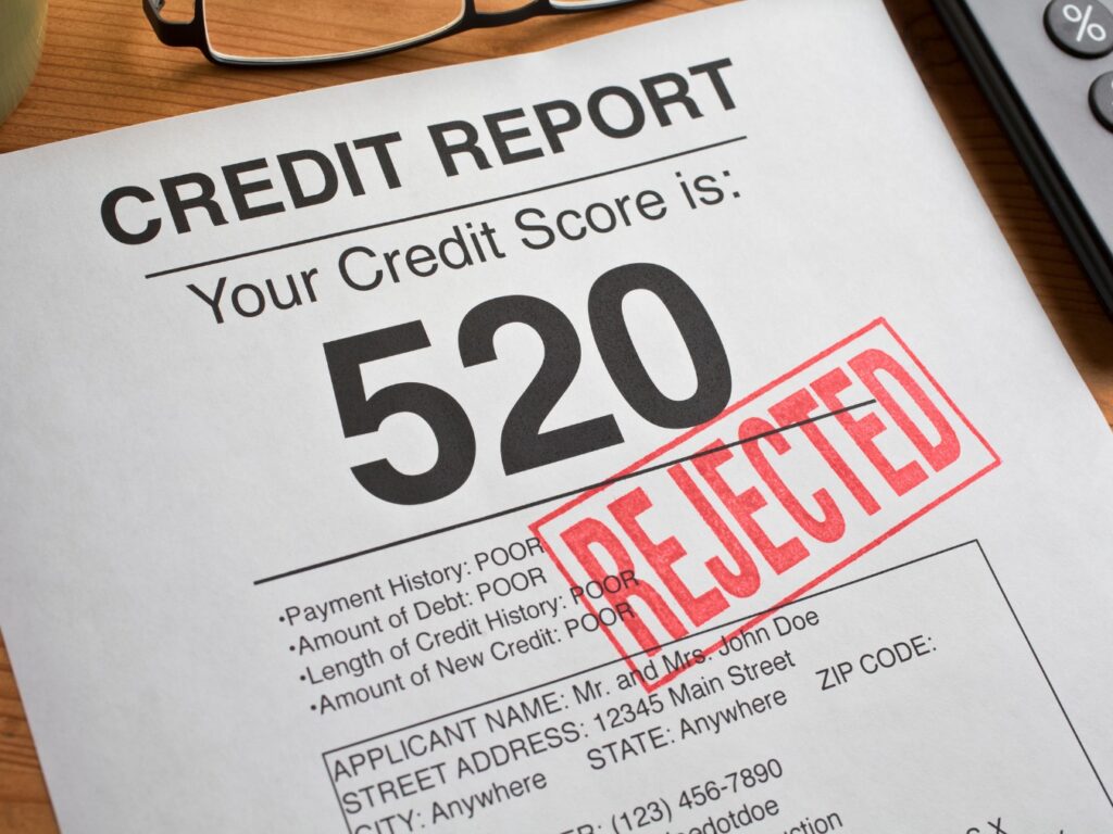 low credit score rejected credit report