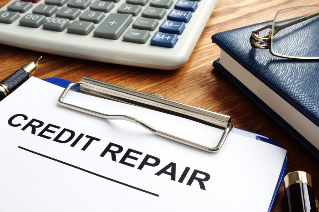 Credit repair form in a clipboard for Bad credit score